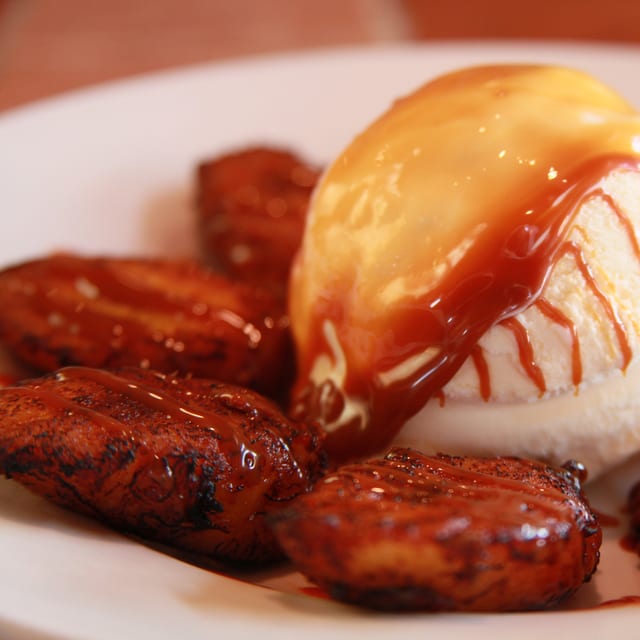 Fried Platanos with Caramel.